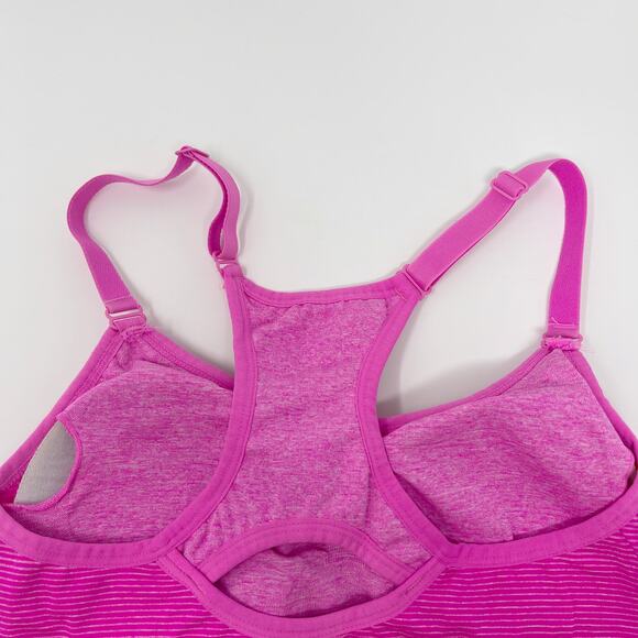 RBX Seamless Racerback Striped Sports Bra Pink Adjustable Strap Keyhole Small S - Picture 5 of 7